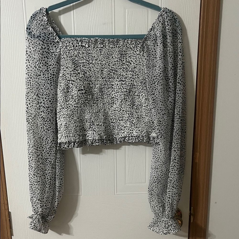 Japna Black and White Dotted Blouse